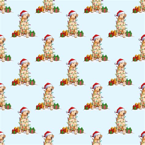 Amazon.com: Santa Christmas Lights Golden Retriever Wrapping Paper Premium Gift Wrap Party