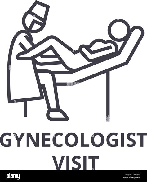 Gynecologist Visit Thin Line Icon Sign Symbol Illustation Linear Concept Vector Stock