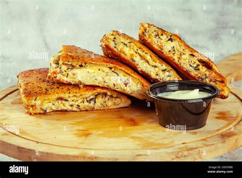 Whole Wheat Brand Naan Bread Stuffed Meat Desi Fusion Food Stock Photo