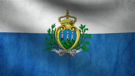 Flag Of San Marino Waving At Wind In Slow With Blue Sky Loop 28199081