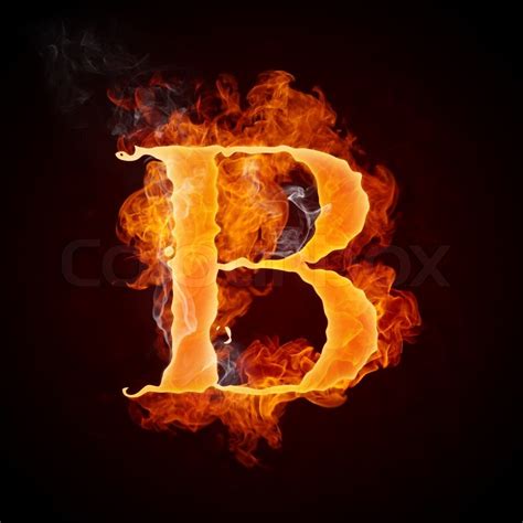 Fire Letter B Isolated on Black ... | Stock image | Colourbox