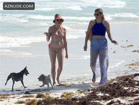 Rose McGowan Sexy Seen Wearing A Multi Colored Bikini As She Hits The Beach In Mexico AZNude