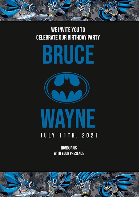 10 Printable Batman Invitation In Psd Photoshop Room Surf