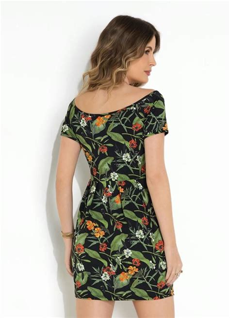 Moda Pop Vestido Floral Preto Pregas