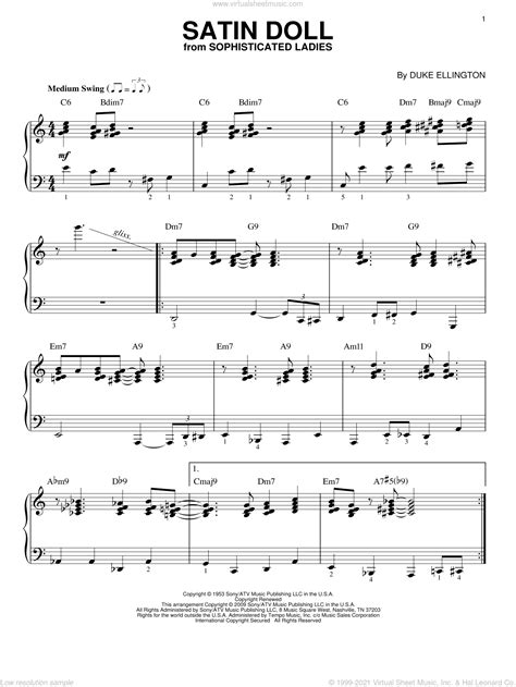 Ellington Satin Doll Intermediate Sheet Music For Piano Solo