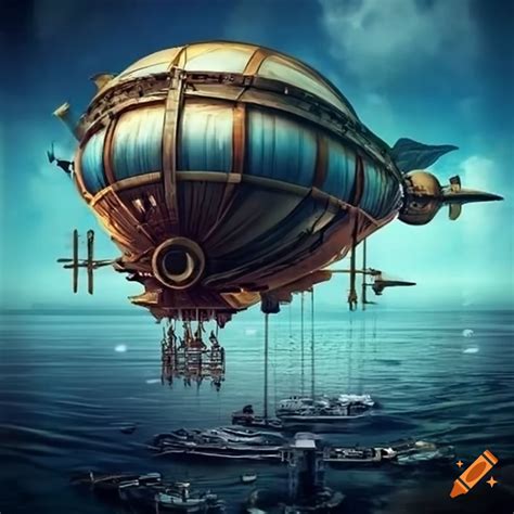 Futuristic Steampunk Airships In The Sky On Craiyon