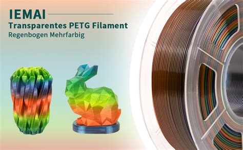 IEMAI PETG Filament 1 75mm Transparent Regenbogen 3D Drucker Filament