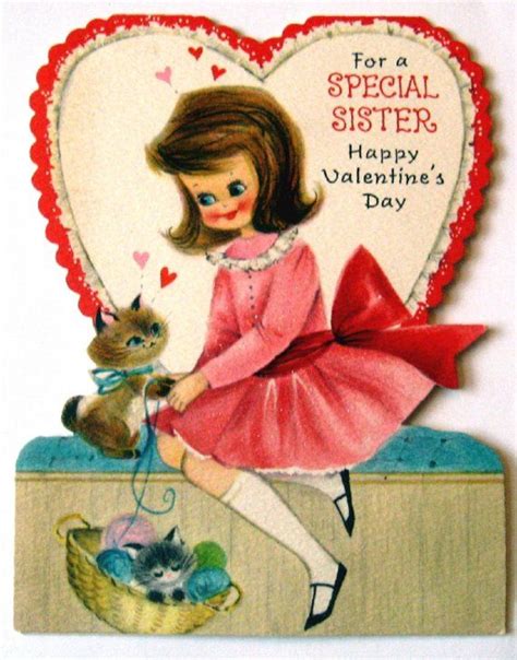 For A Special Sister Happy Valentine S Day Vintage Valentine Cards Vintage Valentines Happy