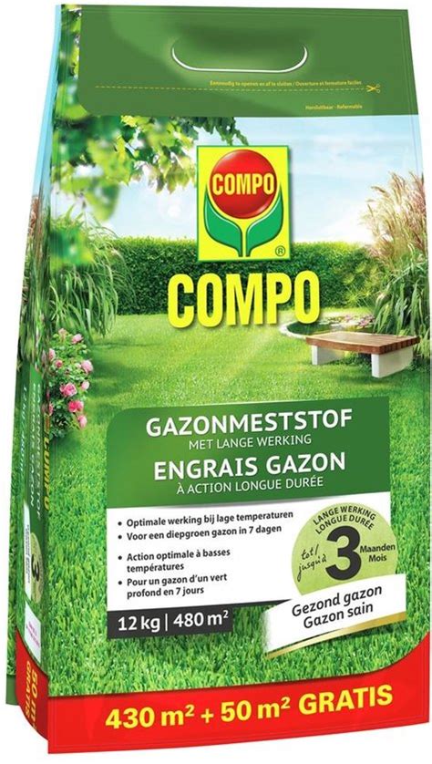 Compo GAZONMESTSTOF MET LANGE WERKING 50m² GRATIS 12 KG bol