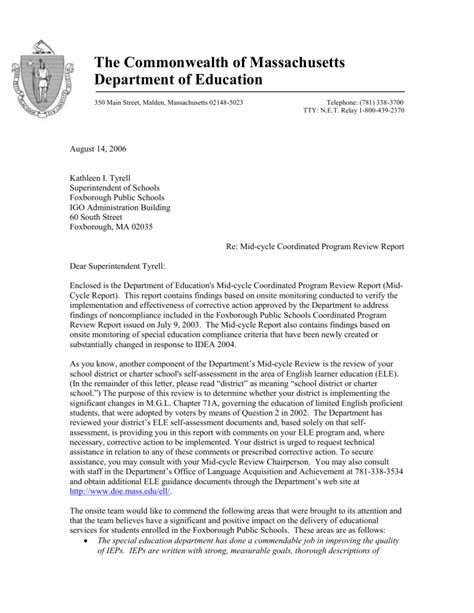 The Commonwealth of Massachusetts Department of Education