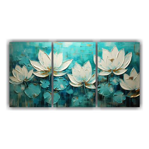 Cuadro Pintura Equilibrio En Loto Turquesa Estilo Lotus En Lienzo