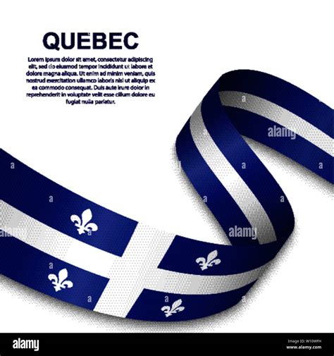 Waving Flag Of Quebec On White Background Template For Design Stock