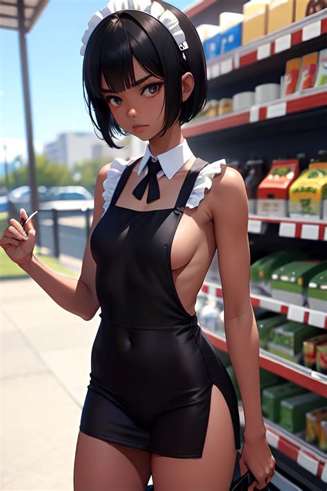 Anime Skinny Small Tits 18 Age Sad Face Black Hair Bobcut Hair Style Dark Skin 3d Grocery Close