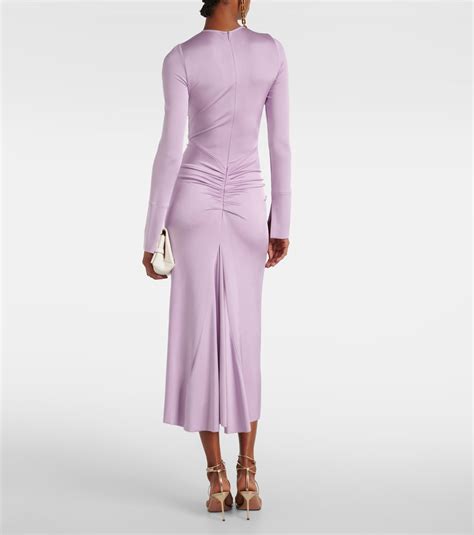 Gathered Jersey Midi Dress In Purple Victoria Beckham Mytheresa