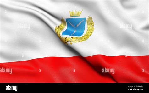 Flag of the Saratov administrative district, Russia, 3D illustration ...