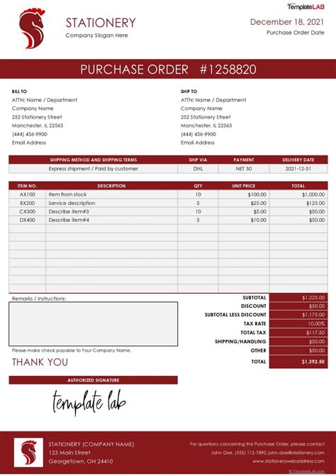 Modelo Recibo De Orden De Compra