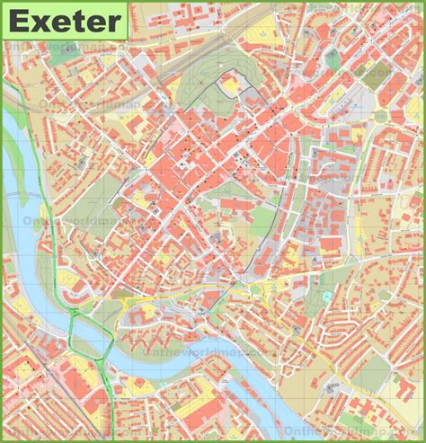 Exeter city centre map - Ontheworldmap.com