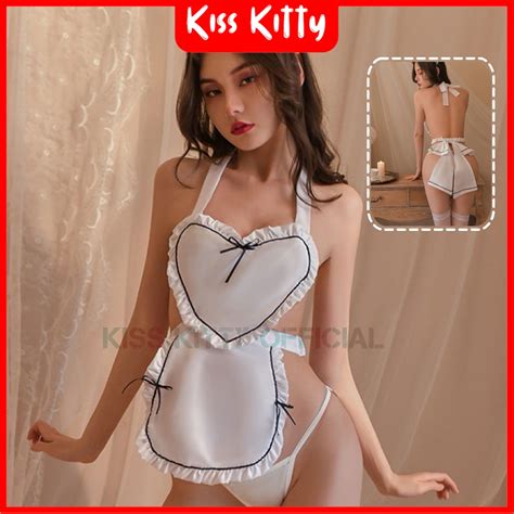 Jual Lingerie Cosplay Pelayan Seragam Pembantu Baju Dinas Malam G String Bando Maid Celemek