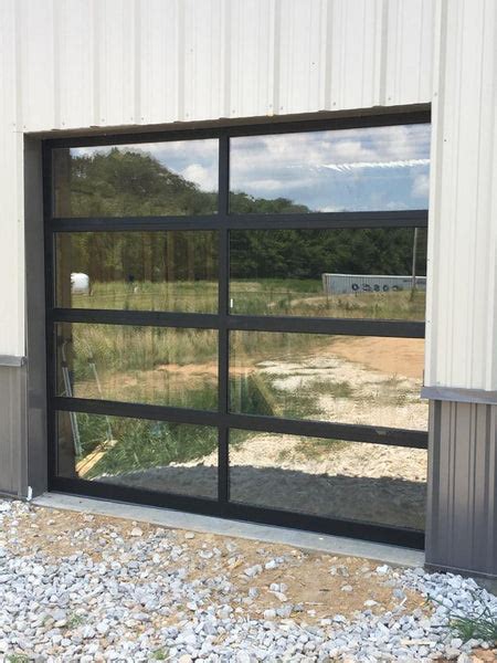 Contemporary Black Aluminum And Clear Tempered Glass Garage Door Lux