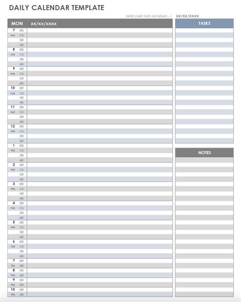 Free printable daily calendar templates
