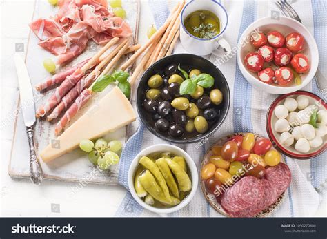 Typical Italian Antipasto Mixed Antipasto Platter Stock Photo
