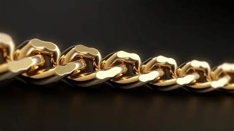 Photorealistic 3d Golden Chain Intricate Detail Dark Background Golden