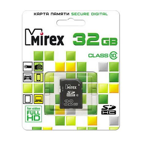 Карта памяти 32GB Mirex SDHC Class 10 (13611-SD10CD32) купить с ...