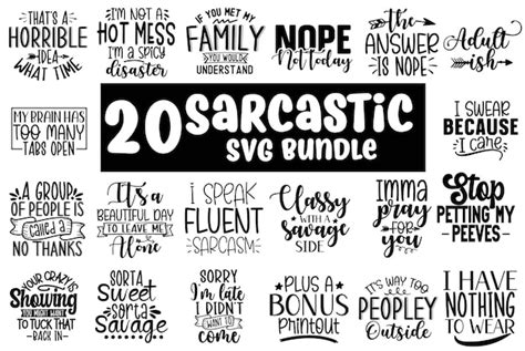 Premium Vector Sarcastic Quotes Bundle Sarcastic Lettering Design