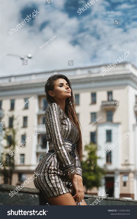 Sexy Elegant Brunette Model Girl Bright Stock Photo 1124451563 Shutterstock