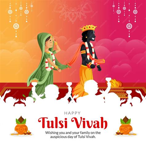 Premium Vector Beautiful Happy Tulsi Vivah Hindu Festival Banner