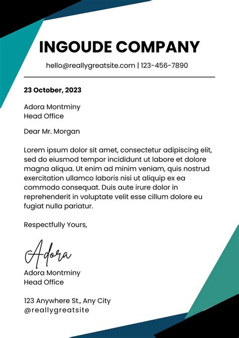 professional business letter format template