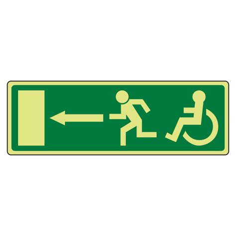 Photoluminescent Ec Wheelchair Fire Exit Arrow Left Sign Lasting Impressions Online