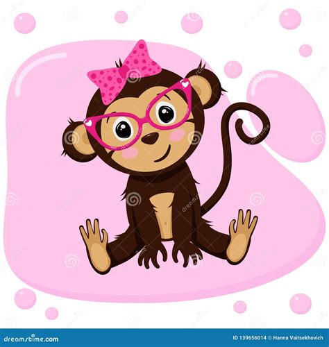 Cute Cartoon Girl Monkeys