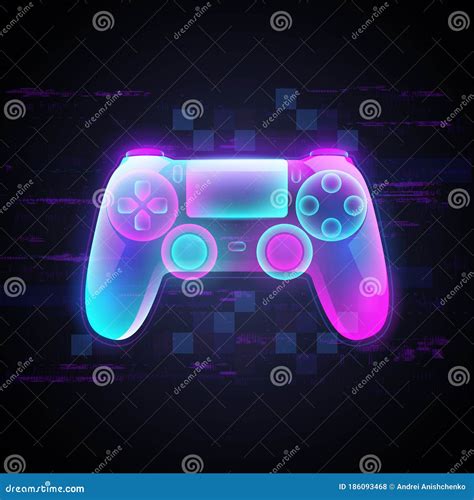 Neon Light Gamepad On Black Background Vector Illustration ...