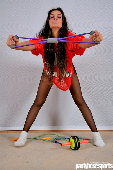 Longhaired Beauty Exercises In Black Pantyhose Porn Pictures XXX Photos Sex Images