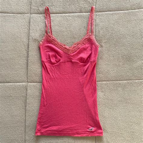 Y2k 2000s Dainty Pink Lace Hollister Cami Depop Cute Preppy