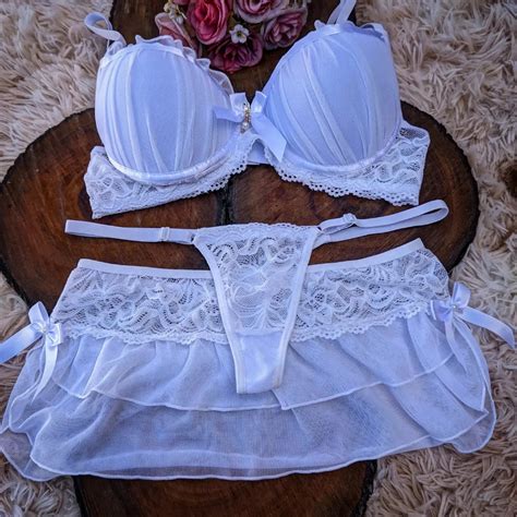 Lingerie Suti Calcinha Fio Dental E Saia Conjunto Langerie Sensual Bojo Madona Shopee
