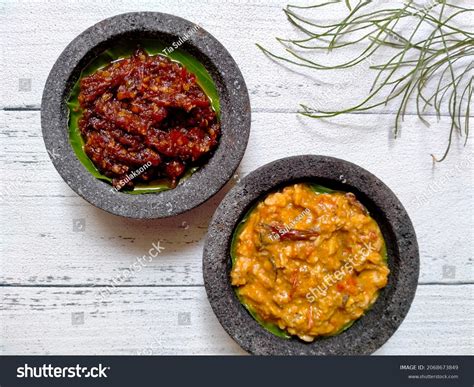 sambal traditional sauce indonesia  chili stock photo