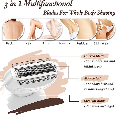 Women s Electric Shaver Trimmer â Rechargeable Cordless WetDry Use for Bikini Legs