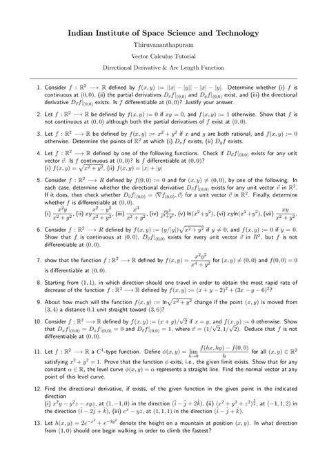 2018 Tutorial-I Vector Calculus - Docsity