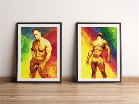 Set Of Gay Art Print Nude Male Figure Drawings Of Men Etsy