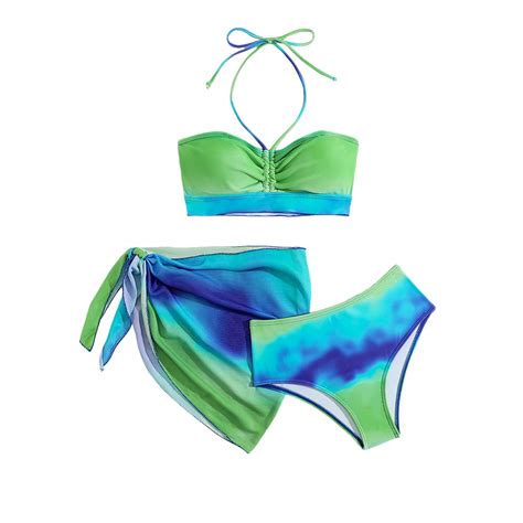 Tiijoy Girls 3 Piece Swimsuit Tie Dye Bathing Suit Bikini Set With Cover Up Skirt Sizes 5 6