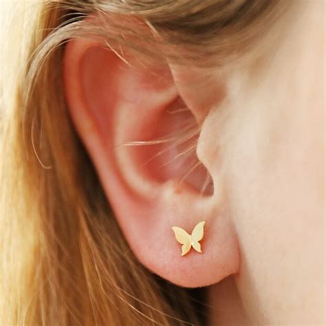 Tiny Butterfly Stud Earrings In Gold Lisa Angel