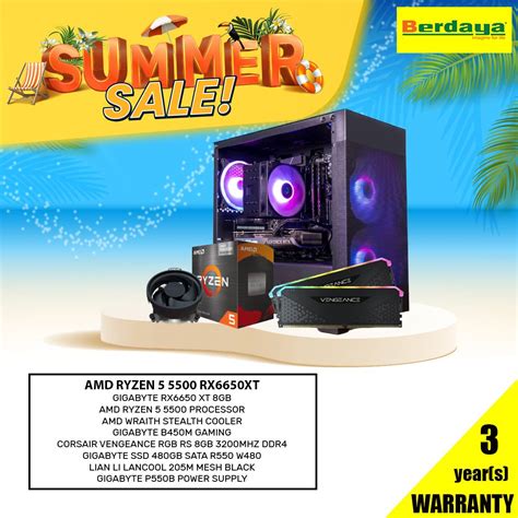 Amd Ryzen 5 5500 Rx6650xt Gaming Pc Set Berdaya