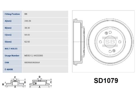 SD1079 барабан тормозной Hyundai Getz 1.1-1.5i 06/01> - купить по ...