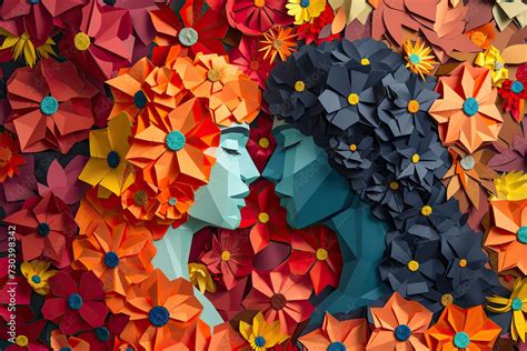 An Illustration In Paper Art Style Depicts A Lesbian Couple Embracing Each Other Celebrating