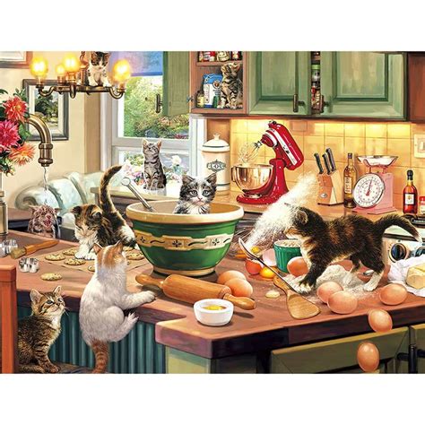 1000 Piece Jigsaw Puzzles-kitty Kitchen Helper-puzzle Games | Etsy