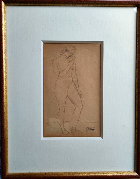 Proantic A Derain Standing Nude Graphite Drawing Sign