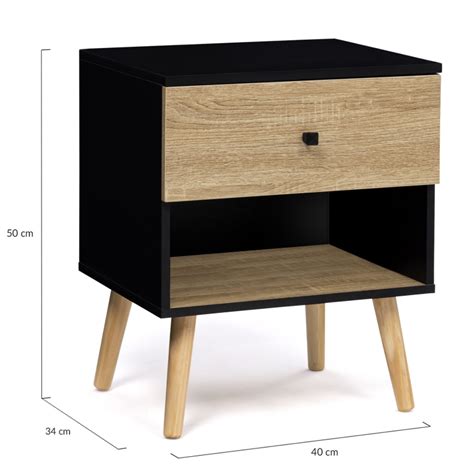 Tables De Chevet Scandinaves Bois Et Noir 1 Tiroir EMMIE ID Market