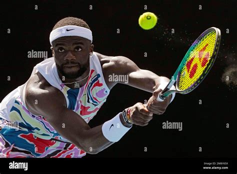 Frances Tiafoe Of The Us Plays A Backhand Return To Daniel Altmaier